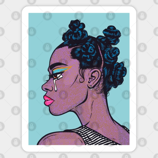 Black Crying Comic Girl Sticker by turddemon